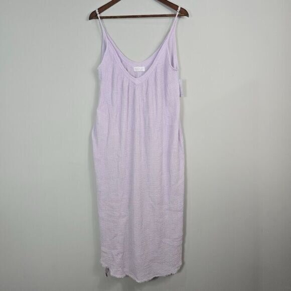 Velvet By Graham & Spencer Midi Dress Women Size Small Lilac Purple Gauze Cotton - Picture 1 of 13
